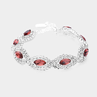 Crystal Rhinestone Oval Stone Accented Evening Bracelet
