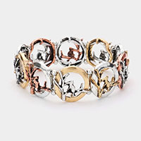 Metal Cat On Twig Stretch Bracelet