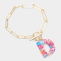 -D- Colorful Monogram Charm Bracelet