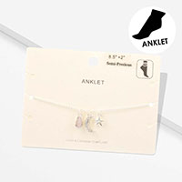 Semi Precious Teardrop Crescent Moon Star Charm Anklet