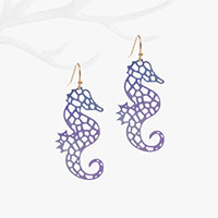 Cut Out Brass Metal Seahorse Dangle Earrings