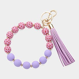 Heart Patterned Beaded Tassel Keychain / Bracelet