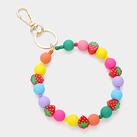 Strawberry Accented Beaded Keychain / Bracelet