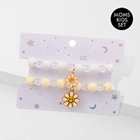 2PCS - Enamel Smile Flower Charm Moms and Kids Set Bracelets