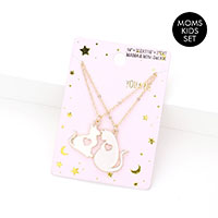 2PCS - Enamel Cats Pendant Moms and Kids Set Necklaces