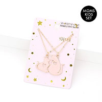 2PCS - Enamel Cats Pendant Moms and Kids Set Necklaces