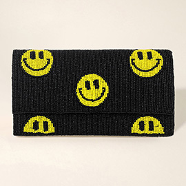 Smile Patterned Seed Beaded Clutch / Crossbody Bag