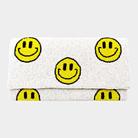 Smile Patterned Seed Beaded Clutch / Crossbody Bag