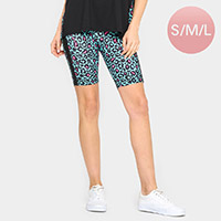 Leopard Patterned High Rise Biker Shorts