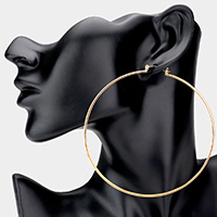 Oversized Metal Hoop Pin Catch Earrings