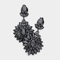 Teardrop Centered Marquise Stone Cluster Evening Dangle Earrings