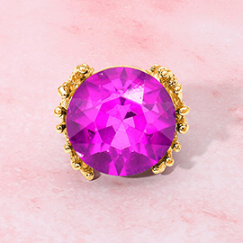 Metal Twig Detailed Round Stone Stretch Ring