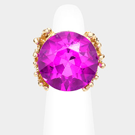 Metal Twig Detailed Round Stone Stretch Ring