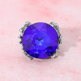 Metal Twig Detailed Round Stone Stretch Ring