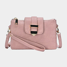 Belt Buckle Pointed Wristlet Clutch / Crossbody Bag