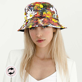 Flower Patterned Reversible Bucket Hat