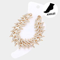 Rhinestone Embellished Metal Link Anklet