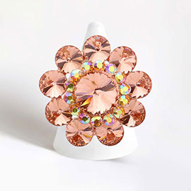 Round Crystal Flower Stretch Ring