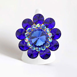 Round Crystal Flower Stretch Ring