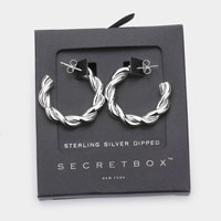 Secret Box _ Sterling Silver Dipped Braided Metal Hoop Earrings