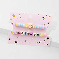 2PCS - CAT MOM Heishi Beaded Stretch Bracelets