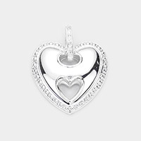 Rhinestone Embellished Metal Heart Pendant