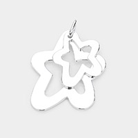 Double Open Metal Star Layered Pendant