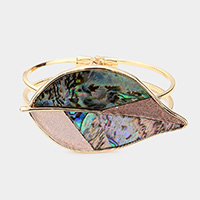 Abalone Colored Metal Leaf Hinged Bracelet