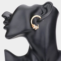 Rhinestone Embellished Ring Accented Hoop Earrings