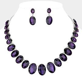 Oval Stone Link Evening Necklace