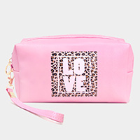 Leopard Patterned LOVE Message Pouch Bag