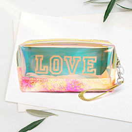 LOVE Message Hologram Wrinkled Pouch Bag