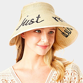 just married Message Roll Up Foldable Visor Sun Hat
