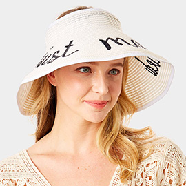 just married Message Roll Up Foldable Visor Sun Hat