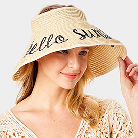 hello sunshine Message Roll Up Foldable Visor Sun Hat