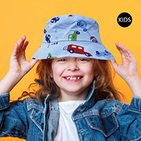 Car Printed Elastic Band Kids Bucket Hat