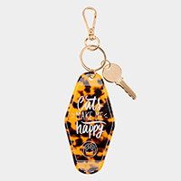 Cats MAKE ME happy Message Celluloid Acetate Tortoise Keychain