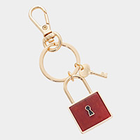 Semi Precious Lock Keychain