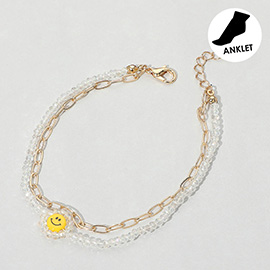 Smile Accented Double Layered Anklet