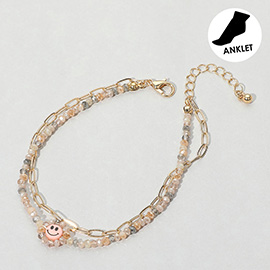 Smile Accented Double Layered Anklet