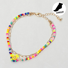 Smile Accented Double Layered Anklet