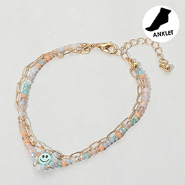 Smile Accented Double Layered Anklet