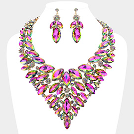 Marquise Stone Cluster Statement Evening Necklace