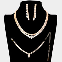 3PCS - CZ Marquise Accented Necklace Jewelry Set