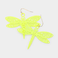 Cut Out Brass Metal Dragonfly Dangle Earrings