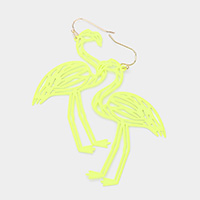 Cut Out Brass Metal Flamingo Dangle Earrings