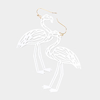 Cut Out Brass Metal Flamingo Dangle Earrings