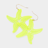 Cut Out Brass Metal Starfish Dangle Earrings