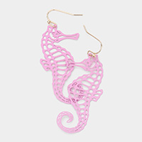 Cut Out Brass Metal Seahorse Dangle Earrings