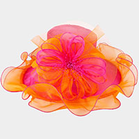 Flower Accented Double Layered Organza Hat